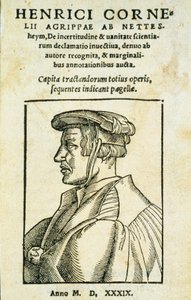 Frontispis De Incertitatem et Vanitate declamato invectiva, Heinrich Cornelius Agrippa, 1539 (tisk a dřevoryt na papíře) od Italian School