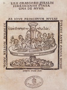 Frontispis Liii Graegorii Ziraldi Ferrara Syntagma De Mvsis od Giglio Gregorio Giraldi od Italian School