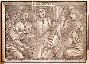 Frontispis Regola Rubertina pojednání o viole da gamba od Silvestra Ganassiho dal Fontego od Italian School