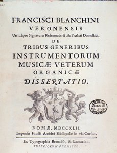 Frontispiece díla "" od Tribe Instrumentorum Musicae Veterum"" o starých hudebních nástrojích od Francesca Brea od Italian School