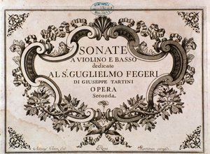 Frontispis hudební partitury pro Sonáty od Giuseppe Tartiniho (litho) od Italian School