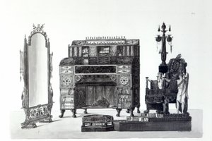 Nábytek v řeckém stylu z architektonických dekorací Gaetana Landiho, vyryl G. DArgenzio, 1810 od Italian School