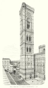 Giotto a Taddeo Gaddi, Campanile of Sainte-Marie-des-Fleurs (rytina) od Italian School