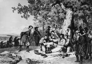 Giuseppe Garibaldi (1807-82) zraněn v bitvě u Aspromonte v roce 1862 od Italian School