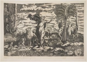Bůh stvořil zvířata, kolem roku 1550 od Italian School