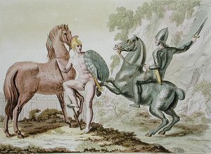 Řecká kavalérie, deska 44 z „Le Costume Ancien et Moderne“ od Julese Ferraria, vydáno kolem 20.–30. let 18. století (barevné lito) od Italian School