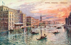 Hotel Regina, Benátky (barevná litografie) od Italian School