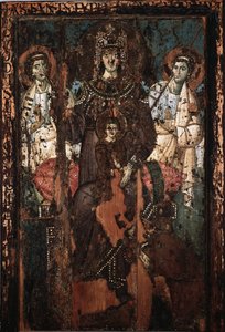 Ikona Panny Marie Clemence nebo Madony Theotokos Malba enkaustického a temperového kostela Saint Mary v Trastevere z 8. století od Italian School