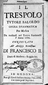 Okoun vychovatel pošetilé partitury k opeře Alessandra Stradelly (1644 - 1682), italského skladatele. Modena 1688. od Italian School