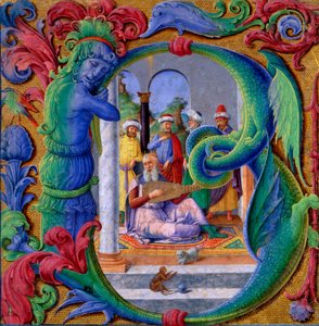 Iluminovaná iniciála B (tempera na pergamenu) od Italian School