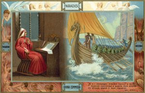 Ilustrace k Danteho Božské komedii (barevná litografie) od Italian School