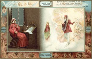Ilustrace k Danteho Božské komedii (barevná litografie) od Italian School