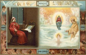 Ilustrace k Danteho Božské komedii (barevná litografie) od Italian School