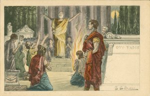 Ilustrace k románu Quo Vadis Henryka Sienkiewicze (barevná litografie) od Italian School