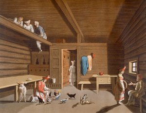 Interiér ruského rolnického domu, c.1820-30s od Italian School