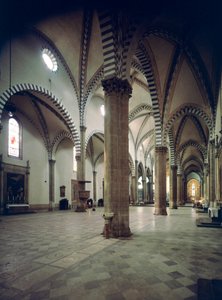 Vnitřní pohled na baziliku Santa Maria Novella od Italian School