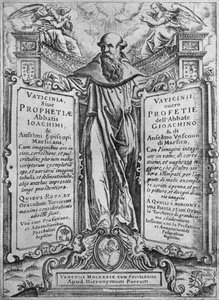 Joachim z Flory, ilustrace z „Proroctví opata Joachima“, 1589 (rytina) (černobílá fotografie) od Italian School