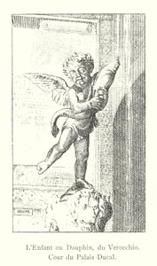 Dítě s dauphinem, z Verocchio, nádvoří vévodského paláce (rytina) od Italian School