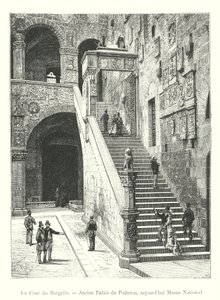 Court of Bargello, bývalý palác Podestà, dnes Národní muzeum (rytina) od Italian School
