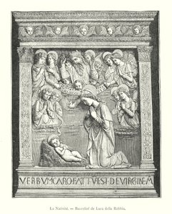 La Nativite, basreliéf od Luca della Robbia (rytina) od Italian School