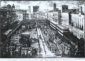 Velký turnaj na náměstí Piazza Navona, kolem roku 1610 od Italian School
