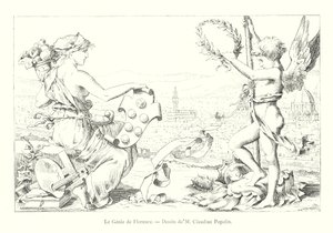 Génius Florencie, kresba M Claudius Popelin (rytina) od Italian School