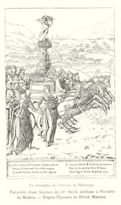 Triumph of Love, od Petrarca, faksimile rytiny z 15. století připisovaná Nicoletto da Modena, po tisku Britského muzea (rytina) od Italian School