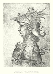 Leonardo da Vinci, Busta válečníka, Faksimile kresby Silverpoint, Malcolm Collection (rytina) od Italian School