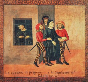 Život Antonia di Guiseppe Rinaldeschi - Vzat z vězení k soudu, Florentská škola (olej na panelu) (detail) od Italian School