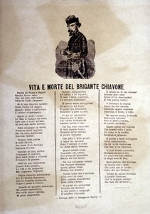 Text populární písně o lupičích z Chiavone od Italian School