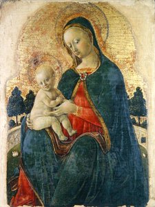 Madonna a dítě v zahradě, benátský malíř (panel) od Italian School