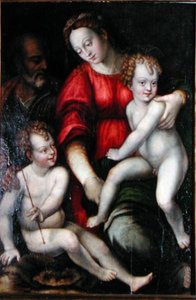Madona s dítětem se sv. Janem Křtitelem (olej na desce) od Italian School