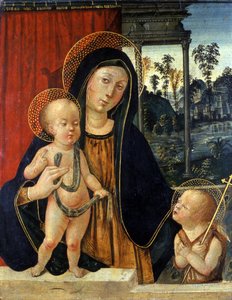 Madona s dítětem s mladým Janem Křtitelem, cca 1500 (tempera na topolovém dřevě) od Italian School