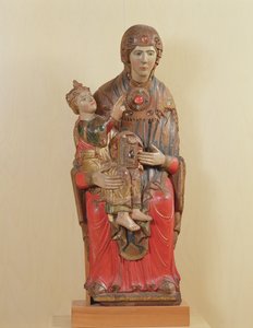 Madonna dAcuto (lakované dřevo, barevné sklo a drahé kameny)