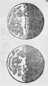 Mapy Měsíce, ilustrace z knihy Sidereus Nuncius od Galilea Galileiho, 1610