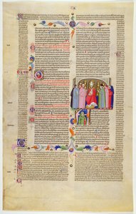 Marlay Cutting IT.10: List s miniaturou z Gratians Decretum zobrazující arcibiskupa trůnícího mezi kleriky a světskými od Italian School