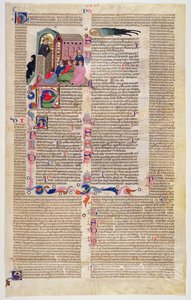 Marlay Cutting IT.11: List s miniaturou z Gratians Decretum zobrazující mnicha, jak káže kongregaci mužů a žen od Italian School
