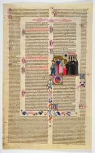 Marlay Cutting IT.9: List s miniaturou z Gratians Decretum zobrazující dva chlapce, které jejich rodiče přivedli do kláštera od Italian School