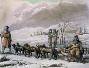 Muži z Kamčatska, se psím spřežením, z Costumi dei... Giulio Ferrario, cca 1820-30s od Italian School