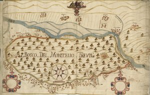 Montello, mapa, XVIII století, Veneto, Itálie od Italian School