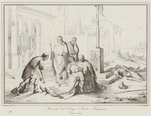 Death of Doge Pietro Tradonico, 864 (rytina) od Italian School