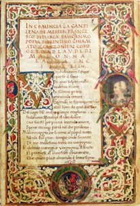 Ms.392 fol.1 Píseň na chválu Laure, z 