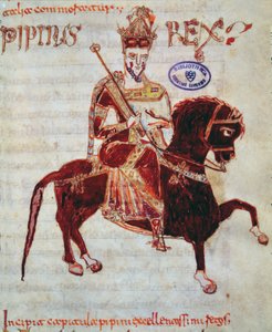 Ms 4 Jezdecký portrét Pepina (asi 773-810), italský král, 1023 od Italian School