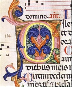 Ms 559 f.206v Historická iniciála „O“, ze žaltáře Santa Maria Novella, osvětlena Paolo Soldini (fl.1342-86) 1379 (vellum) od Italian School