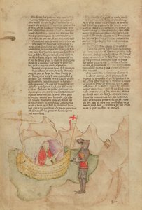 Paní Fr 343 fol.32v Bílá loď přichází zachránit Percivala z Queste del Saint Graal, kolem 1380-85 od Italian School