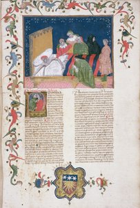 Paní Hunter 6 f.1r Muž tvořící svou vůli, z „Lectura super Infortiato“ od Bartoli de Saxoferrato (1314-57) (vellum) od Italian School