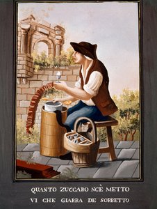 Neapolské malé metiery: prodejce sorbetů - (Starý obchod: prodavač zmrzliny) Akvarel 19. století - Neapol Museo Nazionale di San Martino od Italian School