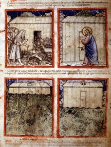 Noemova archa, miniatura převzatá z kodexu 212 (nebo Padovano Codice nebo Bible z Padovy) 1390-1400 Rovigo, Accademia dei Concordi od Italian School