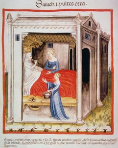 Nova 2644 fol.44v Ochutnávka ječmenné polévky, od Tacuinum Sanitatis od Italian School