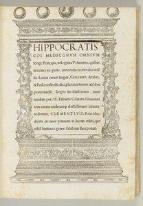 Osmdesát svazků, Hippokratův korpus přeložený z řečtiny do latiny Marcusem Fabiem Calvusem (asi 1440-1527), Řím: Franciscus Minutius Calvus od Italian School